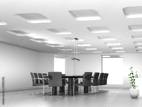 Illustration: Conference table and chairs in meeting room Conference table and chairs in meeting room