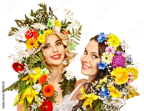 Photo: Woman with make up and flower. Woman with make up and flower.