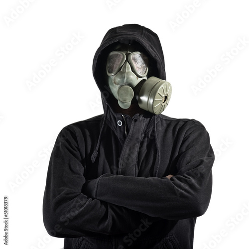 Photo: Man wearing gas mask Man wearing gas mask