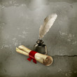 Ancient scroll and feather, old style