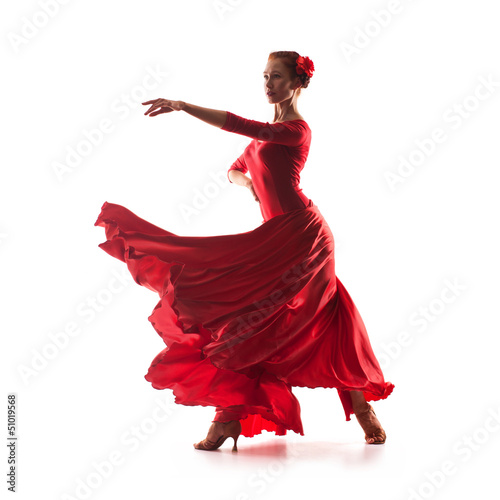 Photo: woman dancer wearing red dress woman dancer wearing red dress