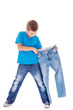 Trying on new jeans