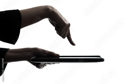Photo: woman hand computer computing typing digital tablet silhouette woman hand computer computing typing digital tablet silhouette