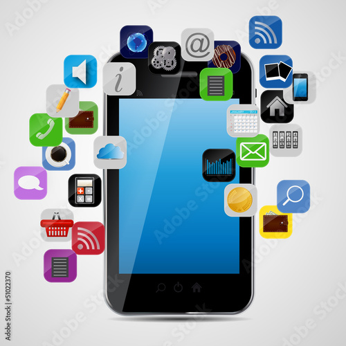 Vector: Universal design phone with apps icons vector illustration Universal design phone with apps icons vector illustration