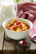 healthy breakfast of muesli with milk