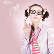 Stressed geeky office worker on smoke break