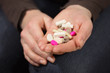 Woman hands with pills