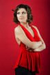 Photo: photo of young magnificent woman in red dress photo of young magnificent woman in red dress