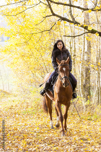 Photo: equestrian on horseback in autumnal nature equestrian on horseback in autumnal nature