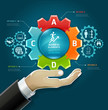 Business concept. businessman hand with business strategy diagra