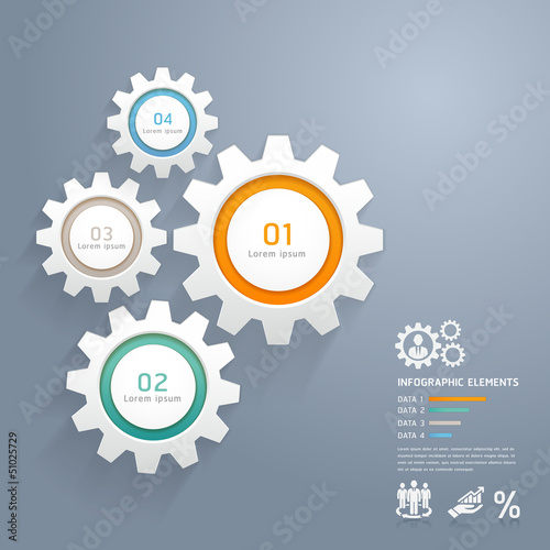 Vector: Color Gears Infographics Number Options Banner & Card. Vector Color Gears Infographics Number Options Banner & Card. Vector
