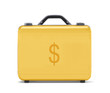 Photo: beautiful golden briefcase representing dollar money and busines beautiful golden briefcase representing dollar money and busines