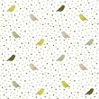 Green seamless pattern with birds