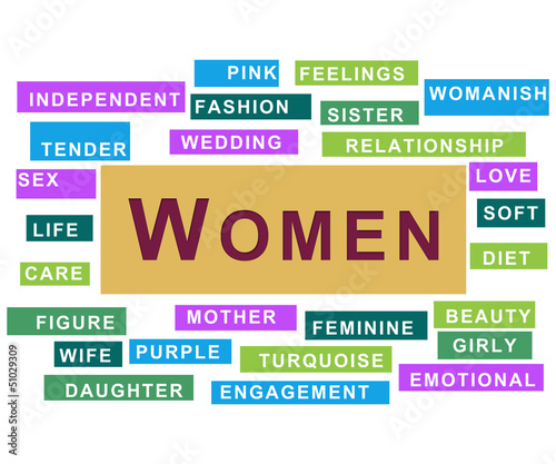 Illustration: Women Colourful Tag Cloud Women Colourful Tag Cloud