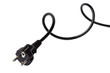 Black electric cable isolated on white background
