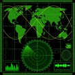Vector: Radar screen with world map Radar screen with world map