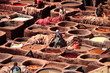 Old tanks of the Fez's tanneries with color paint for leather