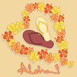 Illustration of Hawaiian flower garland and flip flops