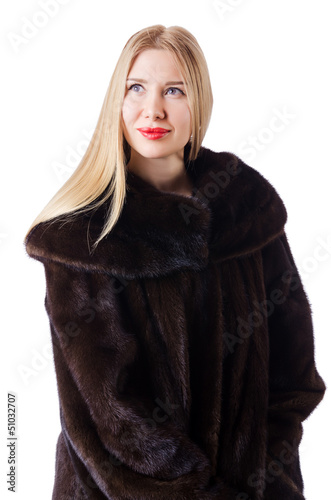 Photo: Tall model wearing fur coat Tall model wearing fur coat
