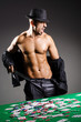 Naked broke businessman in casino