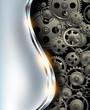 Abstract background metallic chrome silver with gears