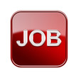 Job icon glossy red, isolated on white background