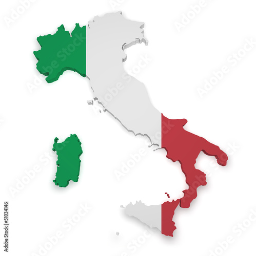 Illustration: Italy Map 3d Shape Italy Map 3d Shape