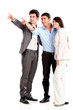 Business group pointing away