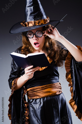 Photo: Witch in scary halloween concept Witch in scary halloween concept