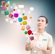 Man With Smart Phone,Cube 3D Imagination