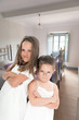 Sulking girls at bedtime