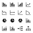 Black icons of various charts and diagrams with white background