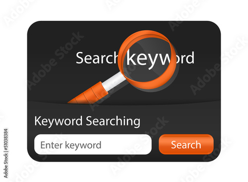 Vector: Keyword searching website element with magnifying glass Keyword searching website element with magnifying glass