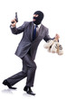 Businessman criminal with sacks of money