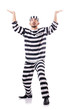 Convict criminal in striped uniform