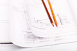 Photo: Tools and papers with sketches Tools and papers with sketches
