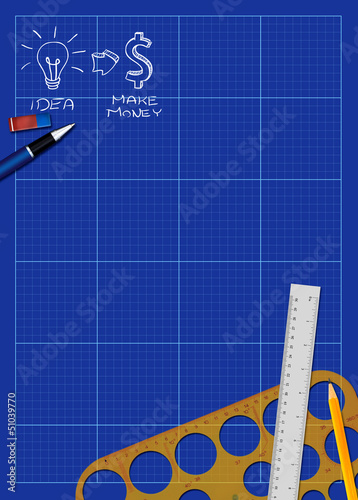 Illustration: Business blueprint background Business blueprint background
