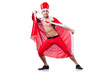 King in funny concept on white