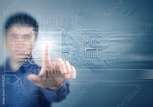 Photo: future technology. touch button inerface future technology. touch button inerface