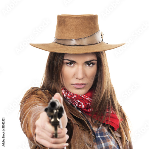 Photo: beautiful cowgirl with gun beautiful cowgirl with gun