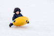 Sledding at winter time