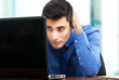 Businessman having computer problems
