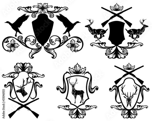 Vector: set of hunting theme vector (editable elements) set of hunting theme vector (editable elements)