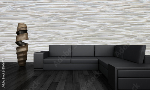 Illustration: Modern couch in front of wall | 3d interior Modern couch in front of wall | 3d interior