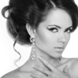 Glamour portrait of beautiful woman model with makeup and romant