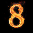 Numbers and symbols on fire