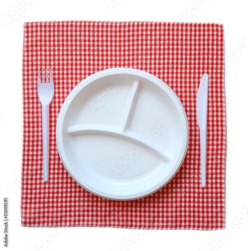 Photo: Empty plastic plate. Empty plastic plate.