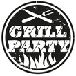 Stempel Button Grillparty schwarz
