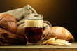 tankard of kvass and rye breads with ears,