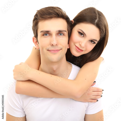 Photo: Loving couple isolated on white Loving couple isolated on white
